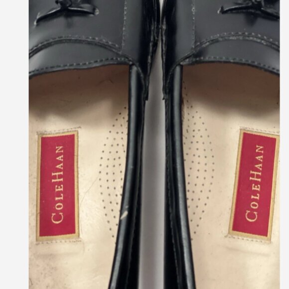 Cole Haan Leather Loafer Tasseled Men Size 11 B (Narrow) Black 3/4" Heel Slip On - Picture 7 of 7